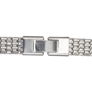 Chain, imitation rhodium-finished steel, 8.2mm woven, 18 inches with fold-over clasp Sold individually.