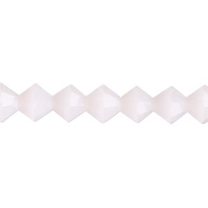 Bead, glass, translucent pastel pink, 8mm bicone with 0.6-0.8mm hole. Sold per 15-1/2" to 16" strand.