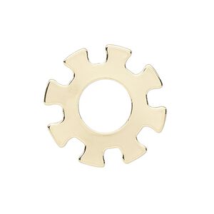 Component, gold-finished steel, 25mm gear with 10.5mm center hole. Sold per pkg of 6.