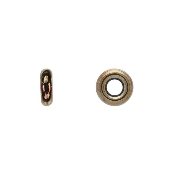 Bead, Czech pressed glass, iris brown, 9.5x3mm ring. Sold per pkg of 50. image number 0