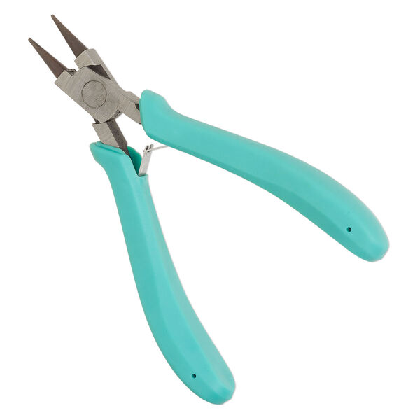 Pliers, round-nose, alloyed steel and thermoplastic rubber, ergonomic handle, teal, 6 inches. Sold individually. image number 0