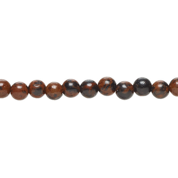 Bead, mahogany obsidian (natural), 5mm  round, B grade, Mohs hardness 5 to 5-1/2. Sold per 15 to 16-inch strand. image number 0