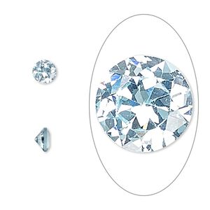 Gem, cubic zirconia, aqua blue, 5mm faceted round, Mohs hardness 8-1/2. Sold per pkg of 2.