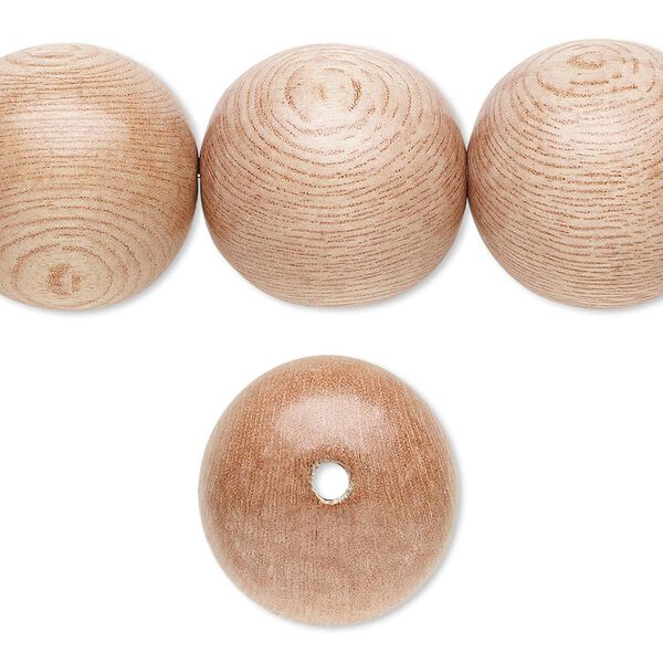 Bead, corkwood tree wood (waxed), 19-20mm hand-cut round. Sold per 15-1/2 to 16-inch strand. image number 0