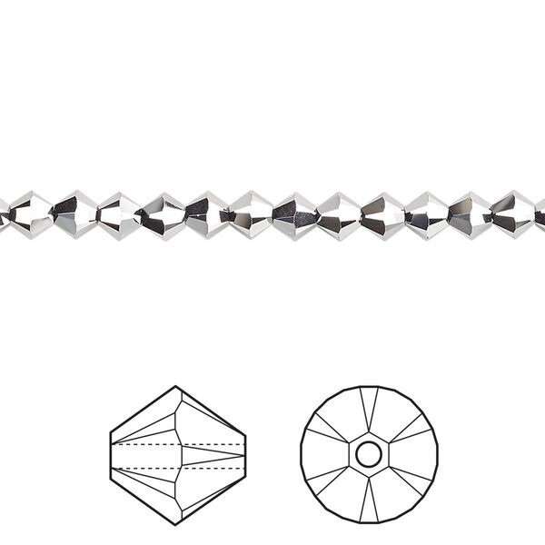 Bead 48pk crystal light chrome 2X, Crystal Passions® 4mm bicone 5328 image number 0