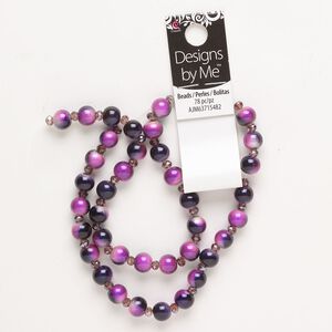 Bead assortment, glass, opaque and translucent purple / light purple / tan, 5x4mm faceted rondelle and 7mm round. Sold per pkg of 78.