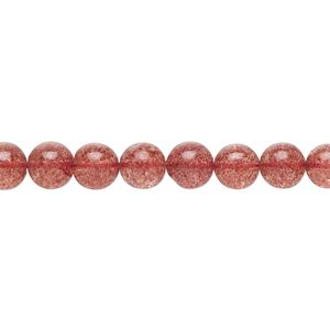 Strawberry quartz 1pkg1, round bead natural 8 inch 6mm