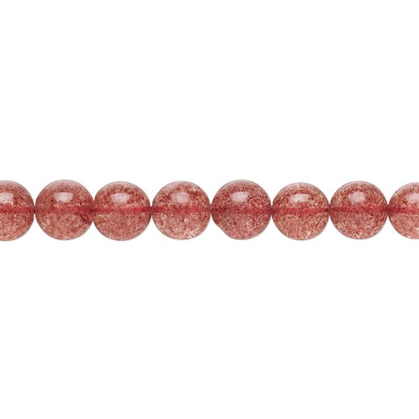 Strawberry quartz 1pkg1, round bead natural 8 inch 6mm image number 0