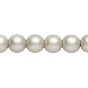 Bead, Czech glass druk, opaque satin pewter, 10mm round. Sold per 15-1/2" to 16" strand.