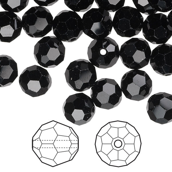 Bead 288pk jet, Swarovski® 8mm round 5000 image number 0