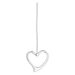 Head pin 1pkg2 silver-plated brass, 2 inches with 22x20mm open heart, 18 gauge.