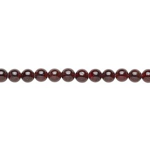 Garnet 1pkg1, round bead 15 inch 3-4mm