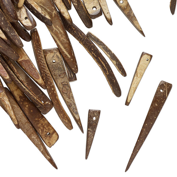 Focal, coconut wood (waxed), 19x5mm-55x12mm top-drilled talon. Sold per 2-ounce pkg. image number 0