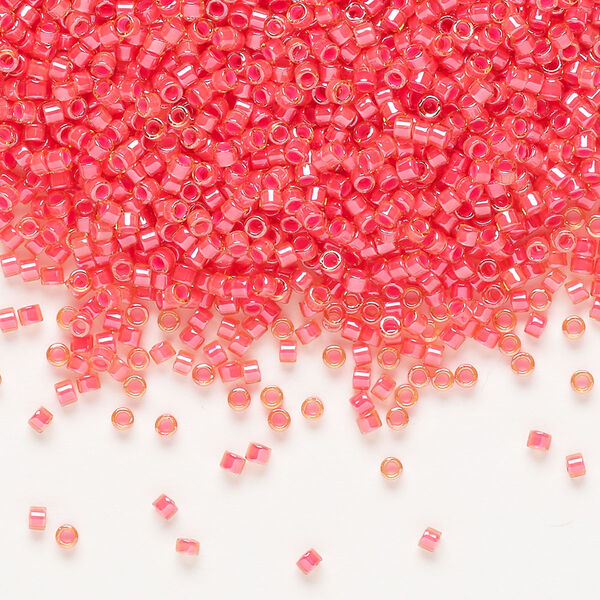 Seed bead, Delica®, glass, pkg/7.5g, #11 round, opaque luminous poppy red (DB-2051). image number 0