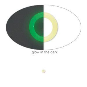 Component, Oh! Ring™, silicone, pale yellow glow-in-the-dark, 1.5mm round with 0.5mm hole. Sold per pkg of 1,000.
