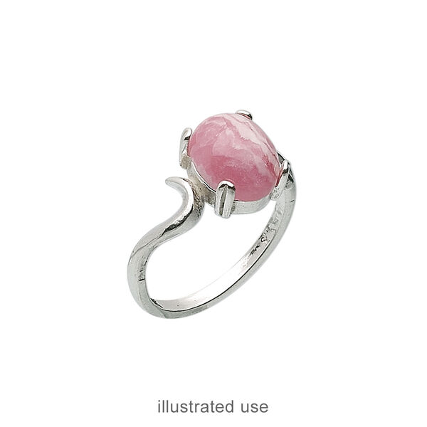 Ring, Sure-Set™, sterling silver, swirl band with 10x8mm 4-prong oval setting, size 8. Sold individually. image number 1