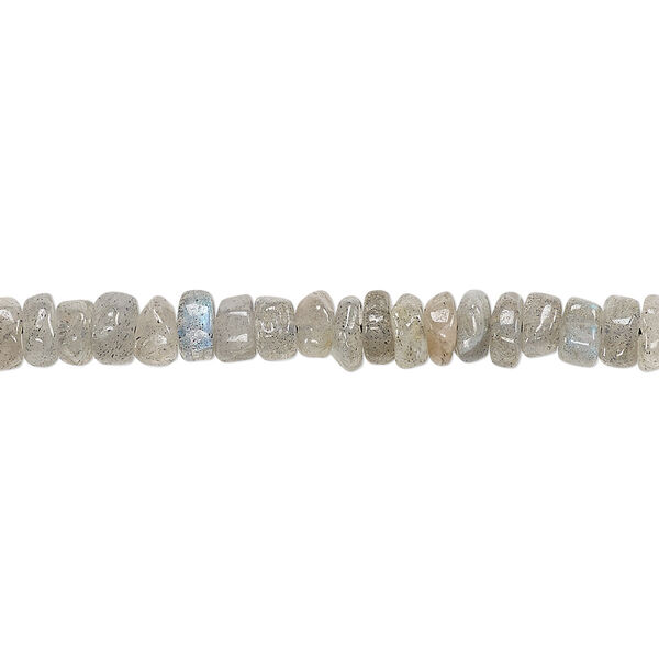 Bead, labradorite (natural), 4x2mm-6x3mm hand-cut faceted tumbled rondelle, C grade, Mohs hardness 6 to 6-1/2. Sold per 13-inch strand. image number 0