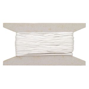 Cord, nylon, white, 1.5mm round. Sold per 25-foot card.