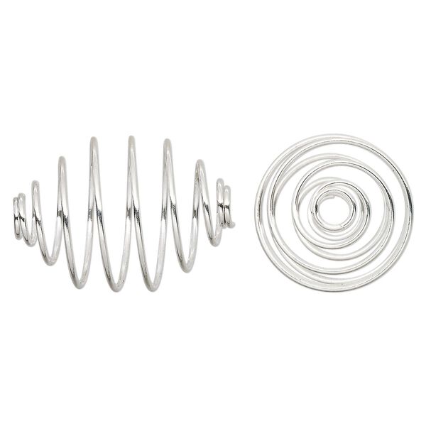 Bead cage, silver-plated steel, 23x17mm tapered oval. Sold per pkg of 100. image number 0
