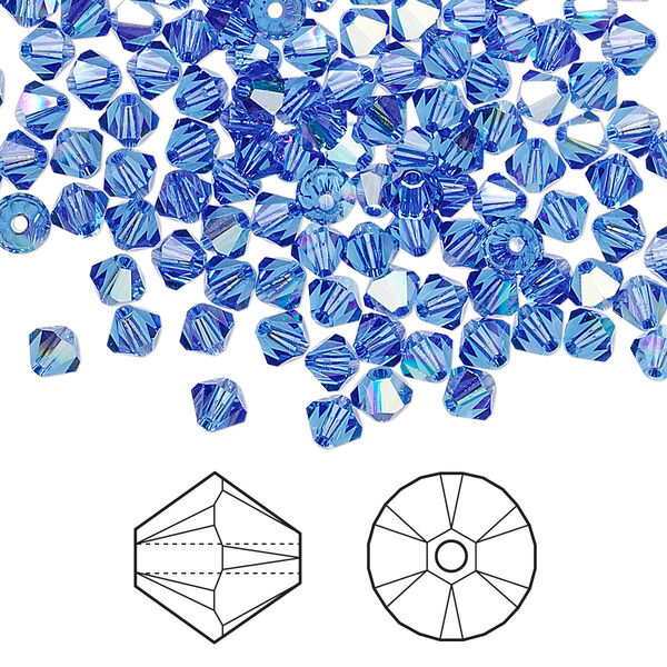 Bead 144pk sapphire AB, Crystal Passions® 4mm bicone 5328 image number 0