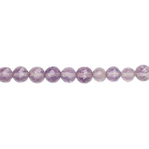 Amethyst 1pkg1, hand-cut faceted round bead natural 8 inch 4-5mm