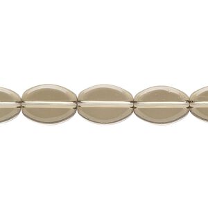 Bead, glass, transparent golden olive, 11x8mm-12x9mm flat oval. Sold per 7-inch strand, approximately 15 beads.