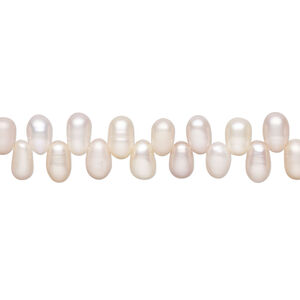 Freshwater pearl 1pkg1, top-drilled rice natural, 15 inch peach and mauve 5x4mm-6x4mm cultured