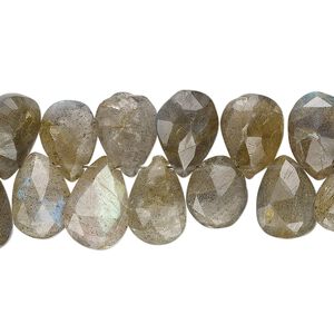 Labradorite 1pkg1, hand-cut top-drilled faceted puffed teardrop bead natural 7 inch 10x8mm-14x9mm