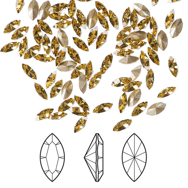 Fancy stone 1pkg720 dark jonquil foil back, Swarovski® ReCreated™ 5x2.5mm navette 4228 image number 0