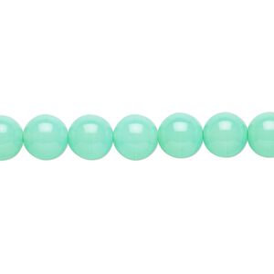 Bead, Czech dipped décor glass druk, light turquoise blue, 8mm round. Sold per 15-1/2" to 16" strand.