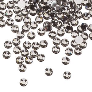 Flat back, Dance With Me™ crystal rhinestone, black diamond, foil back, 3.8-4mm rose, SS16. Sold per pkg of 144 (1 gross).