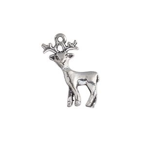 Charm, antique silver-plated "pewter" (zinc-based alloy), 26.5x19mm 3D deer. Sold per pkg of 10.