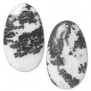 Zebra "jasper" (onyx marble) 1pkg2, top-drilled flat-sided oval focal natural 53x32mm