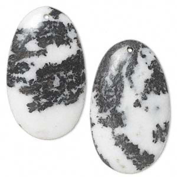 Zebra "jasper" (onyx marble) 1pkg2, top-drilled flat-sided oval focal natural B grade, 53x32mm image number 0