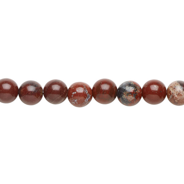 Bead, red rainbow jasper (natural), 6mm round, B grade, Mohs hardness 6-1/2 to 7. Sold per 15-1/2" to 16" strand. image number 0