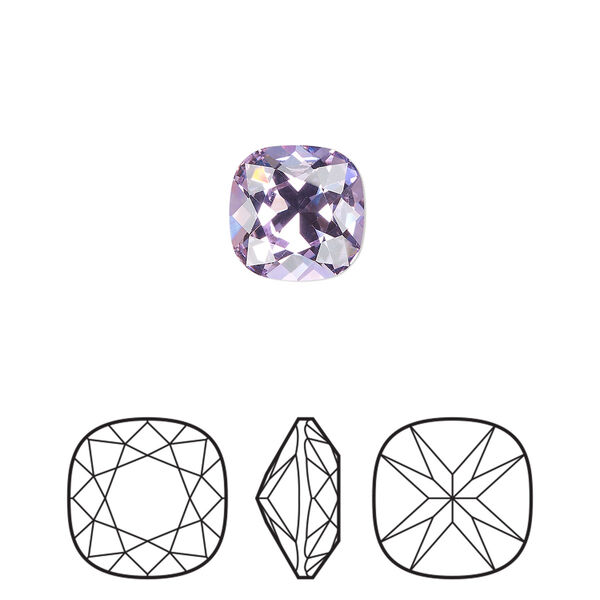 Fancy stone 2pk violet foil back, Preciosa MAXIMA Czech crystal rhinestone 10mm cushion square image number 0