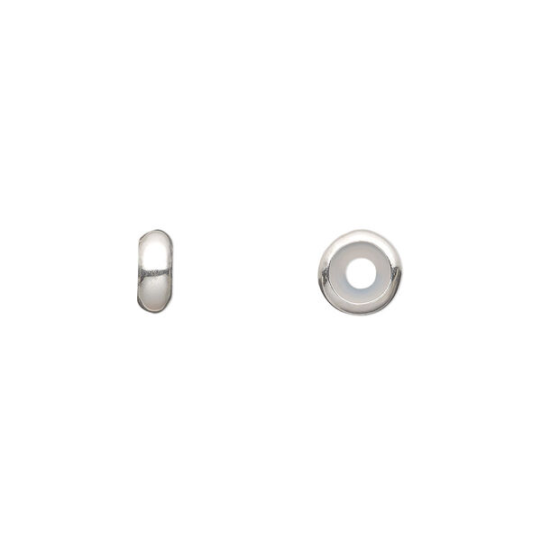 Bead keeper, sterling silver and silicone, clear, 7x3mm rondelle, 2.5mm inner diameter. Sold per pkg of 2. image number 0