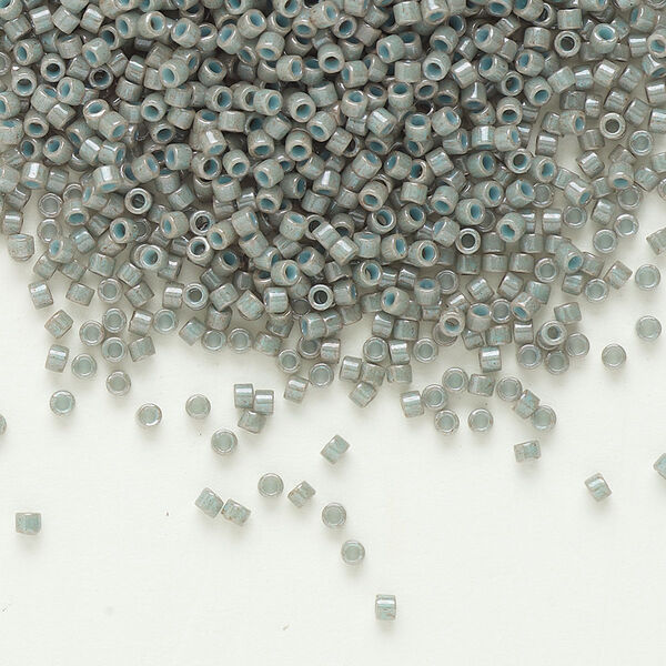 Seed bead, Delica®, glass, pkg/50g, #11 round, opaque light grey (DB-0652). image number 0