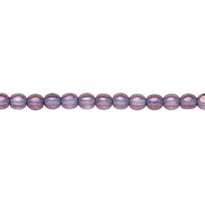 Bead, Czech glass druk, translucent lilac luster, 4mm round. Sold per 15-1/2" to 16" strand.