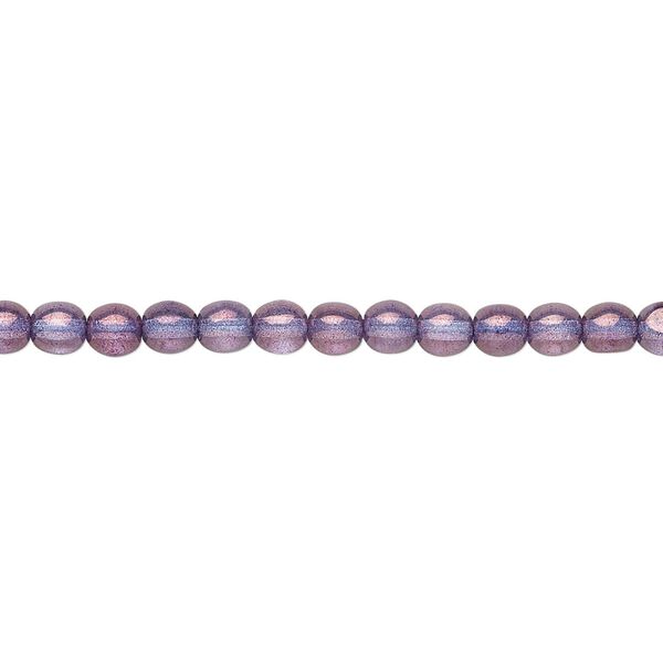 Bead, Czech glass druk, translucent lilac luster, 4mm round. Sold per 15-1/2" to 16" strand. image number 0
