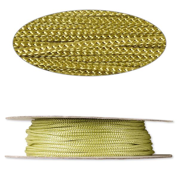 Cord, nylon, olive green, 2mm round. Sold per 100-foot spool. image number 0