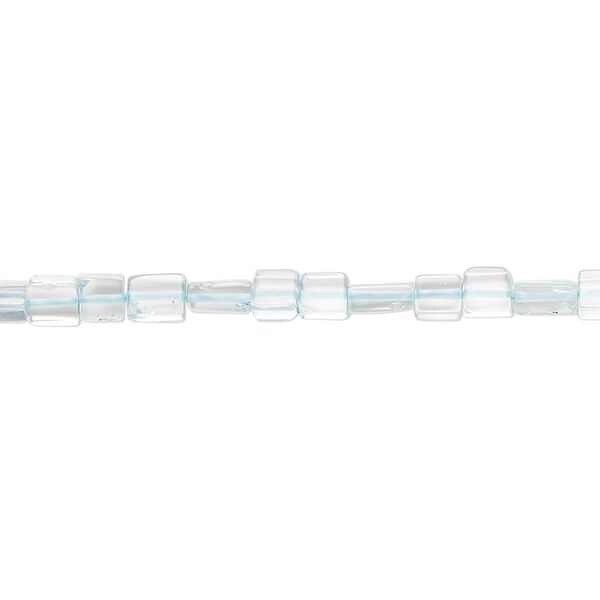 Goshenite 1pkg1, hand-cut flat rectangle / square bead 14 inch 3mm-6x4mm image number 0