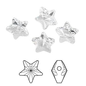 Bead 4pk crystal, Crystal Passions® 12mm star 5714