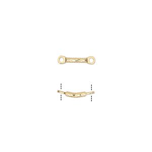 Link, gold-plated brass, 22x4mm diamond-cut curved bar. Sold per pkg of 10.
