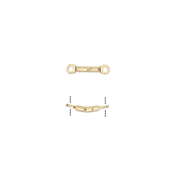 Link, gold-plated brass, 22x4mm diamond-cut curved bar. Sold per pkg of 10. image number 0