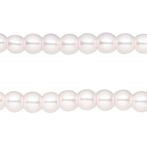 Bead, glass pearl, satin pink, 5-6mm round. Sold per pkg of (2) 15-inch strands, approximately 140 beads.