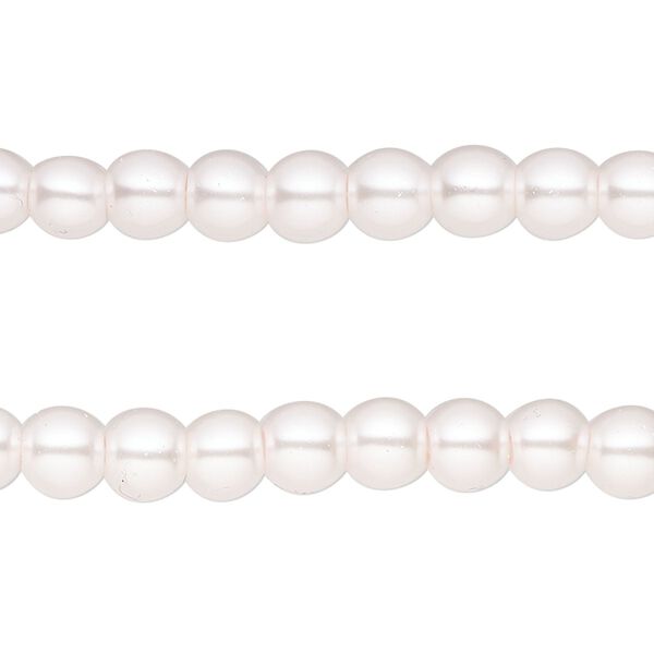 Bead, glass pearl, satin pink, 5-6mm round. Sold per pkg of (2) 15-inch strands, approximately 140 beads. image number 0