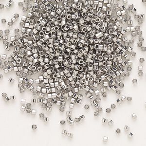 Seed bead, Delica®, glass, pkg/250g, #11 cut, opaque palladium-plated (DBC-0038).