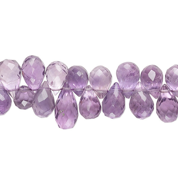 Bead, amethyst (natural), 8x5mm-10x6mm hand-cut top-drilled faceted teardrop, B- grade, Mohs hardness 7. Sold per 8-inch strand, approximately 80 beads. image number 0