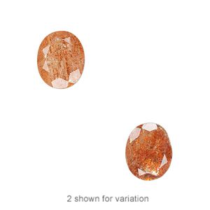 Sunstone 1pkg1, hand-cut undrilled faceted oval gem natural 12x10mm